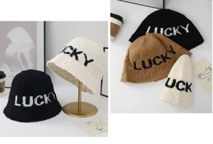 Cómodo sombrero de cubo de felpa para mujer, suave gorro de invierno tejido y cálido.