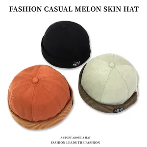 Modieuze casual corduroy meloenhoed retro dockworker cap vintage schedelmuts voor man en vrouw.