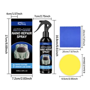 Detailansicht des RayHong Nano Reparatur Spray Sets mit detaillierten Massangaben.
