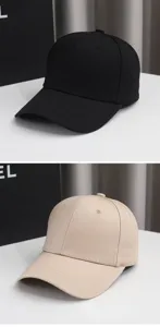 Classico berretto da baseball tinta unita in nero e cachi, cappello da sole casual in cotone.