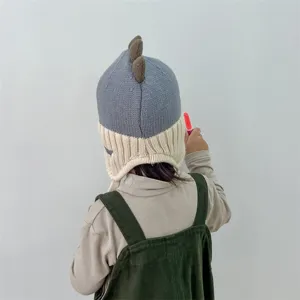 Simpatico berretto lavorato a maglia dinosauro per neonato inverno, caldo cappello di lana.