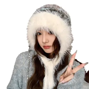 Gorro de invierno con orejeras para mujer suave felpa calido sombrero trapper gorro moda