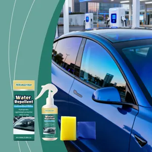 Hikmarion Glas-Wasserabweisungsspray-Set mit Schwamm und Mikrofasertuch für Autofenster.