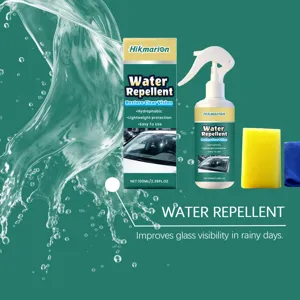 Hikmarion Auto Glas Regenabweiser Spray Set mit Schwamm und Tuch für klare Sicht bei Regen.