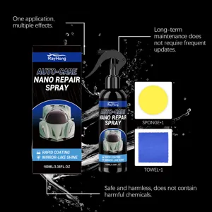 Detailansicht des Rayhong 100ml Nano Autoreparaturspray-Sets mit Schwamm und Tuch.