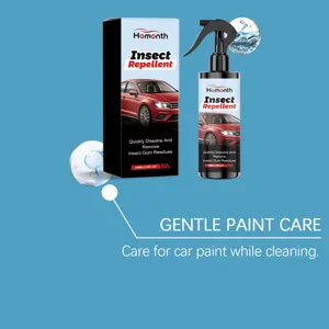 Car insect repellent spray and cleaner for bug gum removal, gentle paint care 100ml bottle.