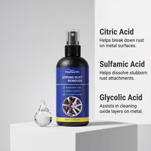 Vista dettagliata del flacone spray antiruggine HOMONTH da 100ml con i principali ingredienti.