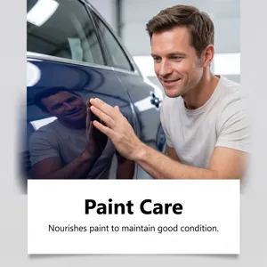 Detalle de spray nano para pintura de coche que muestra mantenimiento brillante y capa protectora.