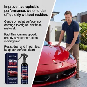 Vista detallada del spray de revestimiento de coche HOMONTH con rendimiento hidrofóbico y escena.