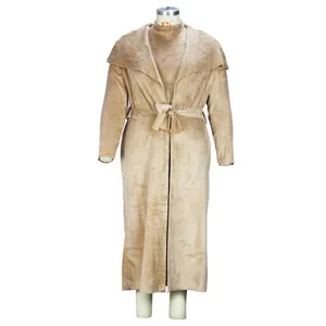 Women autumn winter long fleece cardigan dress set casual elegant two piece outfit beige
