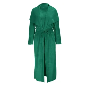 Green autumn winter two piece set long cardigan dress elegant fashion stylish apparel outfit