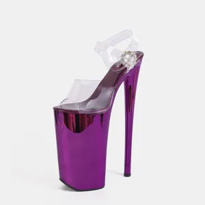 High platform stiletto heels clear PVC pole dancing sandals fashion show party shoes