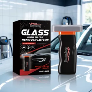 Vista dettagliata della spazzola rimuovi film olio vetro auto RayHong, lozione 100g vista limpida.