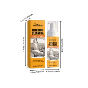 HOMONTH car interior cleaner and protectant 100ml spray bottle with clear dimension details.