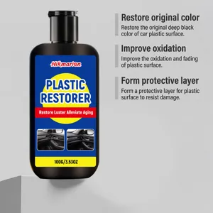 Hikmarion car plastic restorer detail view showing powerful cleaning and restoration effect.