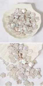 Detailed close-up of 13mm high luster baroque plum blossom freshwater pearl loose beads for DIY.