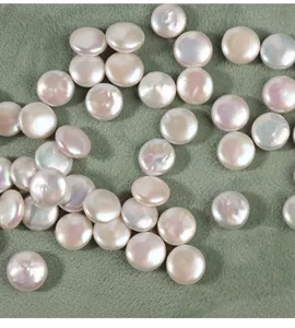 Loose natural freshwater button pearls 11-12mm for DIY jewelry making and crafting projects