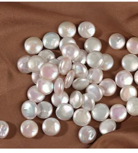 Natural freshwater pearl loose beads baroque button 11-12mm DIY jewelry accessories.