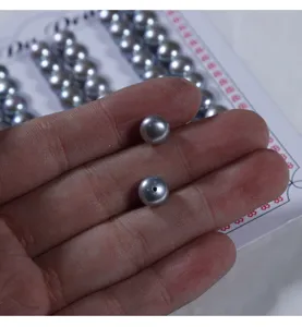 Perle d'acqua dolce grigie semi-forate sciolte 8-8.5mm per creazione di gioielli fai da te