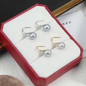 Natürliche Süßwasserperle Ohrhaken S925 Sterlingsilber minimalistischer Schmuck.