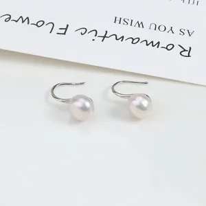 Natürliche Süßwasser Perle Ohrringe S925 Sterlingsilber minimalistisches elegantes Design
