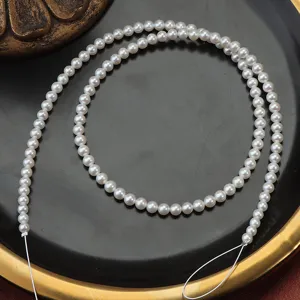 Perla d'acqua dolce naturale catena semi-finita 3.5-4mm perla tonda collana 40cm
