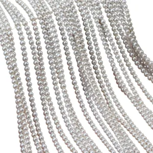 Fili di perle d'acqua dolce naturali 3.5-4mm perle baby rotonde per creazione gioielli 40cm
