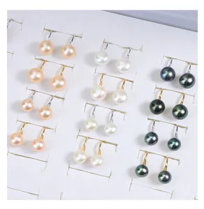 Natürliche Süßwasserperle Ohrringe mit 925 Sterling Silber Haken, elegante klassische Schmuck.