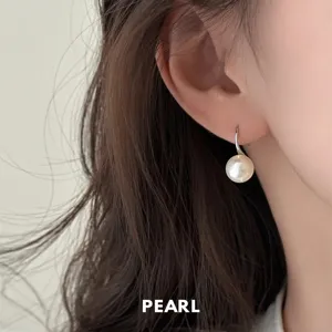 Klassische S925 Silber Natur Süßwasser Perle Ohrringe minimalistischer eleganter Schmuck für Damen