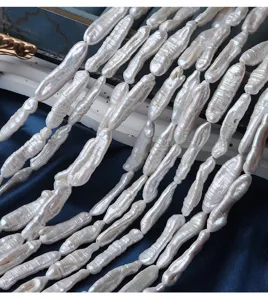 Große Barock Biwa Perlen Stränge, 7-10mm unregelmäßige Süßwasserperlen für Schmuck DIY.