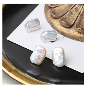 Natural freshwater baroque block pearl jewelry detail shot for DIY earrings and necklace design