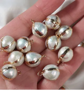 12-13mm naturliche susswasser barock perle vergoldete anhanger DIY schmuck zubehor