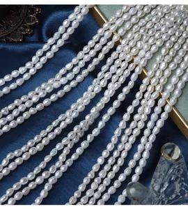 3-3.5mm natürliche Süßwasser Reisperlen Perlen für DIY Schmuckherstellung Armbänder.
