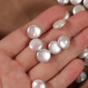 Natural freshwater coin pearl loose beads 11-12mm white baroque pearls for DIY jewelry making