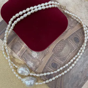 Natürliche Süßwasserperlen Barock Halskette Für Damen 14k Gold Gefüllt Unregelmäßige Perlen Choker Vintage Handgefertigter Schmuck