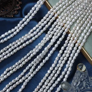 Natürliche Süßwasserperlen Stränge 3-3.5mm Reiskorn Perlen für DIY Schmuck Hauptansicht.