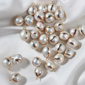 Natürliche Süßwasser Barock Perle Anhänger vergoldet DIY Schmuck Zubehör 12-13mm Stück