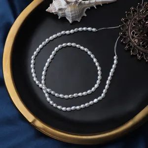 Natürliche Süßwasser Reiskernen Perlen Stränge, 3-3.5mm kleine lose Perlen für DIY Schmuck.