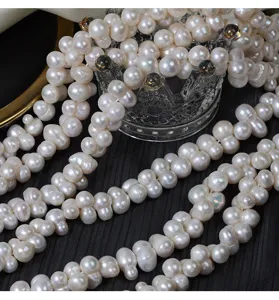 8-9mm Barock Süßwasserperlen Stränge, unregelmäßige Kürbis Perlen für DIY Schmuck basteln.