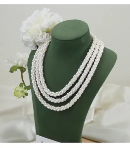 Natürliche Süßwasserperlen mehrsträngige Kette vintage handgemachter eleganter Schmuck für Damen