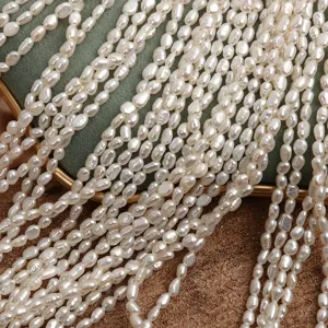 Natural Freshwater Pearl Loose Beads Strand Irregular Baroque Rice Shape High Luster Drilled For DIY Jewelry Making Bracelet Necklace Component Artisan