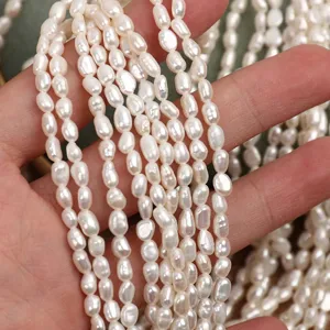Natural freshwater pearls 4-4.5mm baroque white loose beads for DIY jewelry making main