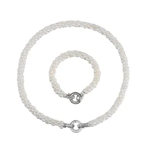Natürliche Süßwasser Reisperle Halskette Armband Set Vintage mehrsträutig Schmuck Damen