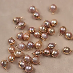 Pendentif perle baroque d'eau douce naturelle doré pour accessoires de bijoux DIY