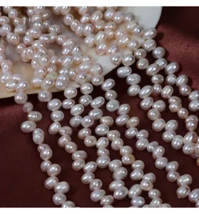 Natural freshwater pearl strands, pink rice pearl beads, perfect for DIY jewelry making.