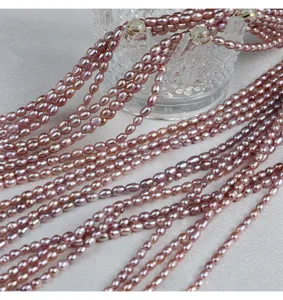 Süßwasserperlen Saatperlen Strang, rosa Farbe 3-3.5mm Perlen für DIY Schmuckherstellung.