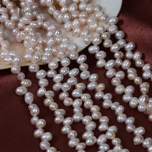 Natural freshwater pearl strands semi-finished DIY jewelry making materials pink rice beads.