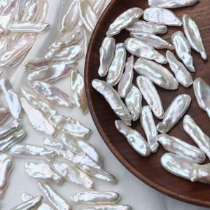 Natural Freshwater Pearl Baroque Biwa Perle Sciolte Forma Bastone Lunga Perforato Coltivate Irregolari Accessori per Gioielli Fai da Te Artigianato