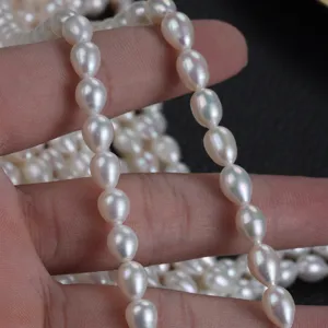 Natuurlijke witte zoetwater rijstparels druppelvorm kraaltjes voor DIY sieraden 6mm