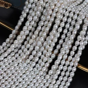 Natuurlijke zoetwaterparel druppelkralen, 6mm witte parelstrengen voor DIY sieraden maken.